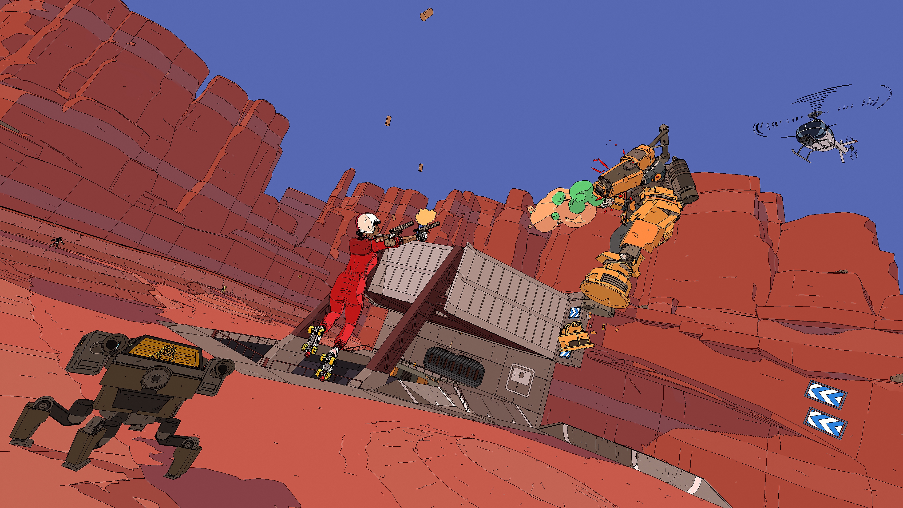 Captura de pantalla de Rollerdrome mostrando combate