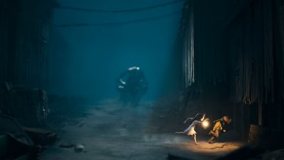 Captura de pantalla de Reanimal que muestra a los hermanos huyendo de un enemigo