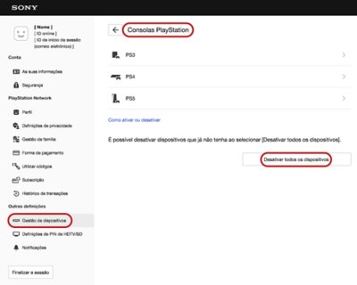 desativar remotamente todos os dispositivos