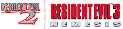 resident evil 2 and resident evil 3 logos in red