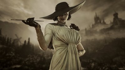 Resident Evil Village screenshot showing Alcina Dimitrescu character from new The Mercenaries Additional Orders content in the Winters' Expansion