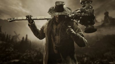 Resident Evil Village ภาพหน้าจอแสดงให้เห็นตัวละครคาร์ล ไฮเซนเบิร์กจากเนื้อหา The Mercenaries Additional Orders ใหม่ใน Winters' Expansion