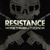 Resistance: Retribution key art showing two guns crossed together over a skull.