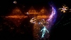 لقطة شاشة من لعبة Rez Infinite تعرض الشخصية الرئيسية تستكشف المنطقة X مع ظهور أهرامات رقمية في الخلفية