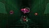 Captura de ecrã de Rez Infinite da personagem principal a lutar com um inimigo semelhante a uma nave espacial na Area 3