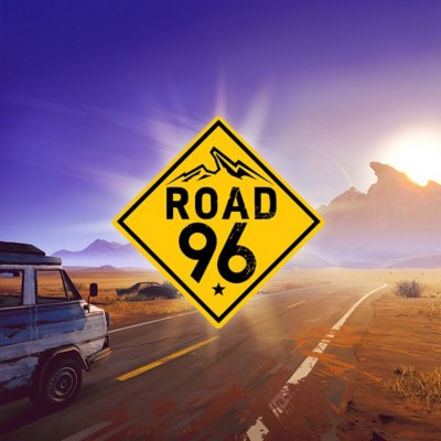 『Road 96』のキーアート。荒れ果てた道路が描かれている。