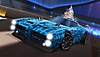 Rocket League screenshot showing a blue car