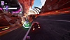 Capture d'écran de Rocket Racing montrant une voiture sur un circuit qui traverse un canyon