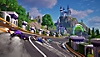 Rocket Racing - Screenshot di auto che derapano in curva su una pista con un castello che si intravede in lontananza