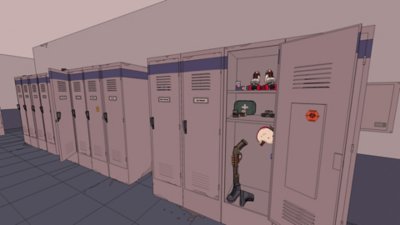 Captura de pantalla de Rollerdrome con una hilera de lockers