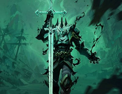 Cover art for Ruined King: A League of Legends Story showing the titular king clutching a large broadsword