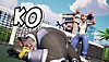 لقطة شاشة للعبة Rumbleverse تعرض شخصية تقف فوق خصم بعد القضاء عليه
