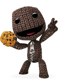Sackboy holding a cookie