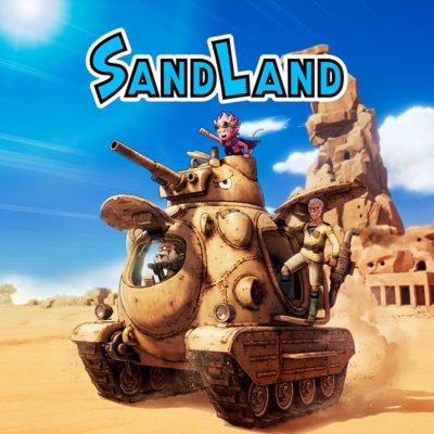 Sand Land store art featuring characters getting ready to fight.