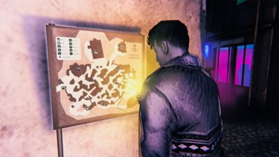 Saturnalia screenshot showing a character looking at a map