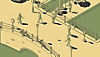 لقطة شاشة من لعبة SCHiM تعرض أشخاصًا يسيرون على جسر