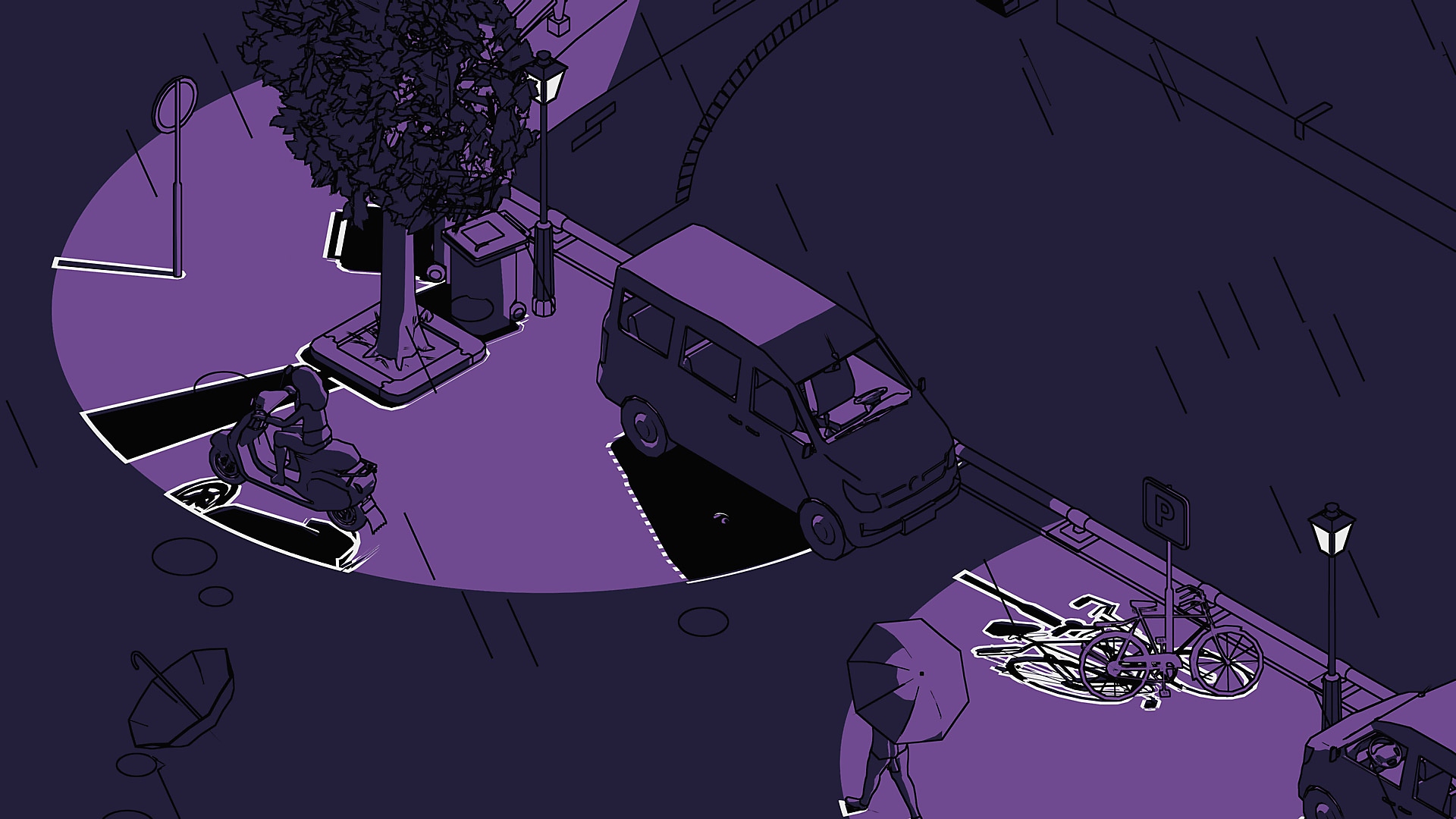 SCHiM - Capture d'écran montrant une rue de nuit