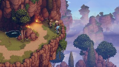 sea of stars characters standing on edge of a cliff screenshot 