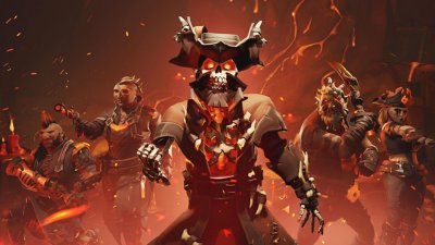 Sea of Thieves - Screenshot di un equipaggio con skin dall'aspetto demoniaco