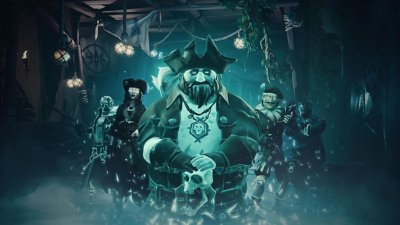 Captura de ecrã do Sea of Thieves com uma tripulação fantasmagórica