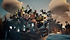 Sea of Thieves – Screenshot, auf dem ein Charakter mit einer Schatztruhe flieht und von untoten Feinden verfolgt wird