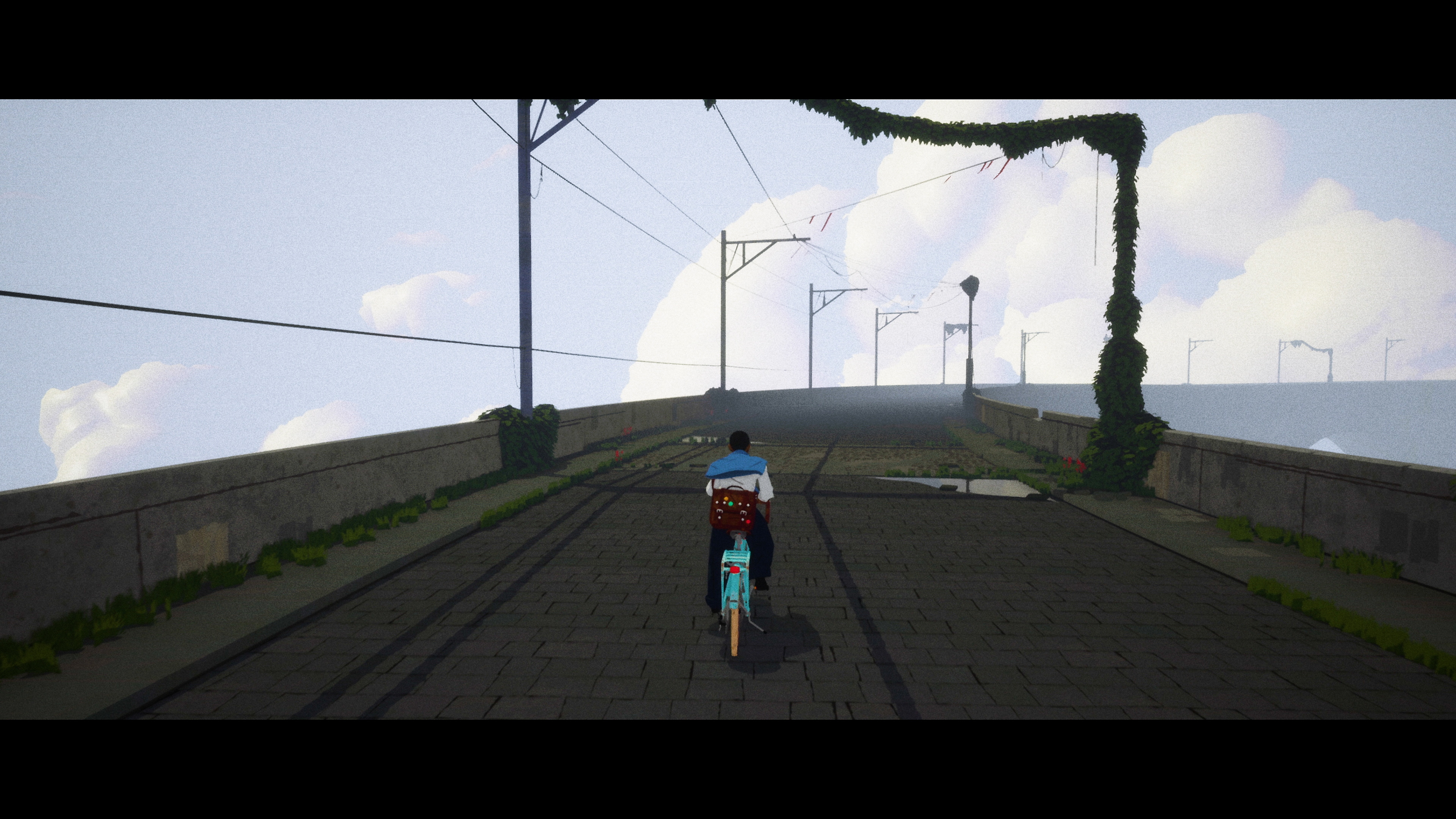 Season: A Letter to the Future - skærmbillede med hovedpersonen, der kører på cykel