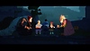 Snímek obrazovky ze hry SEASON: A letter to the future zobrazující hlavní postavu na večeři s různými postavami