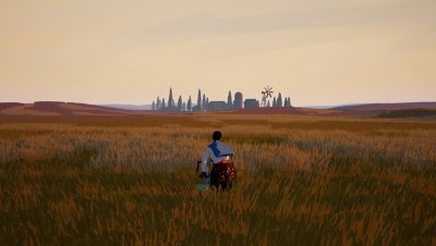 Season: A Letter to the Future - Istantanea della schermata che mostra il personaggio principale seduto in un campo