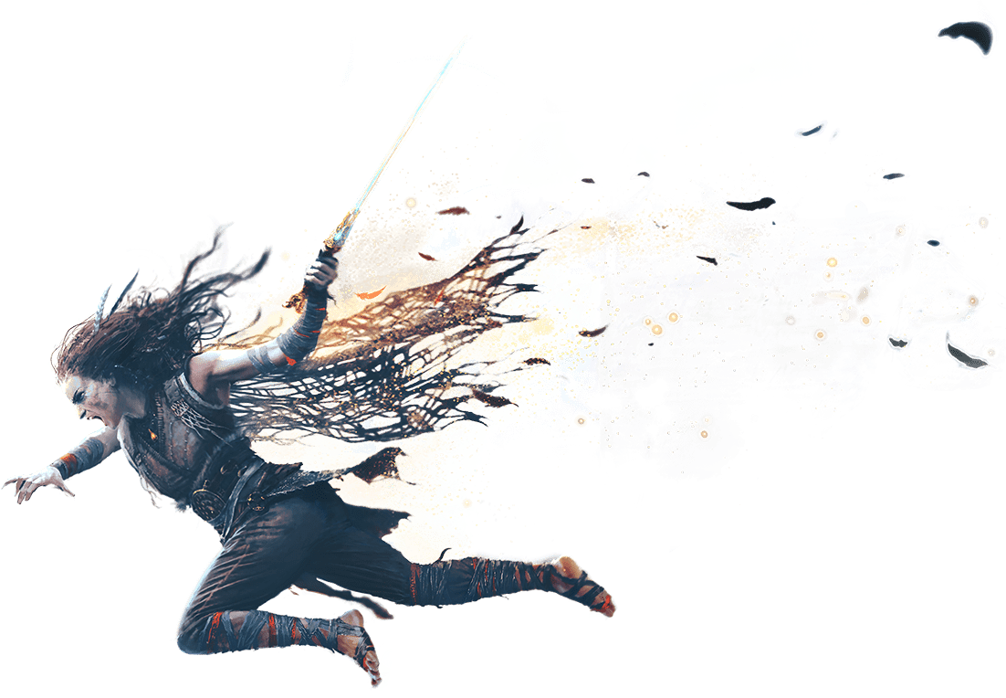 Freya brandishes her sword during an aerial attack