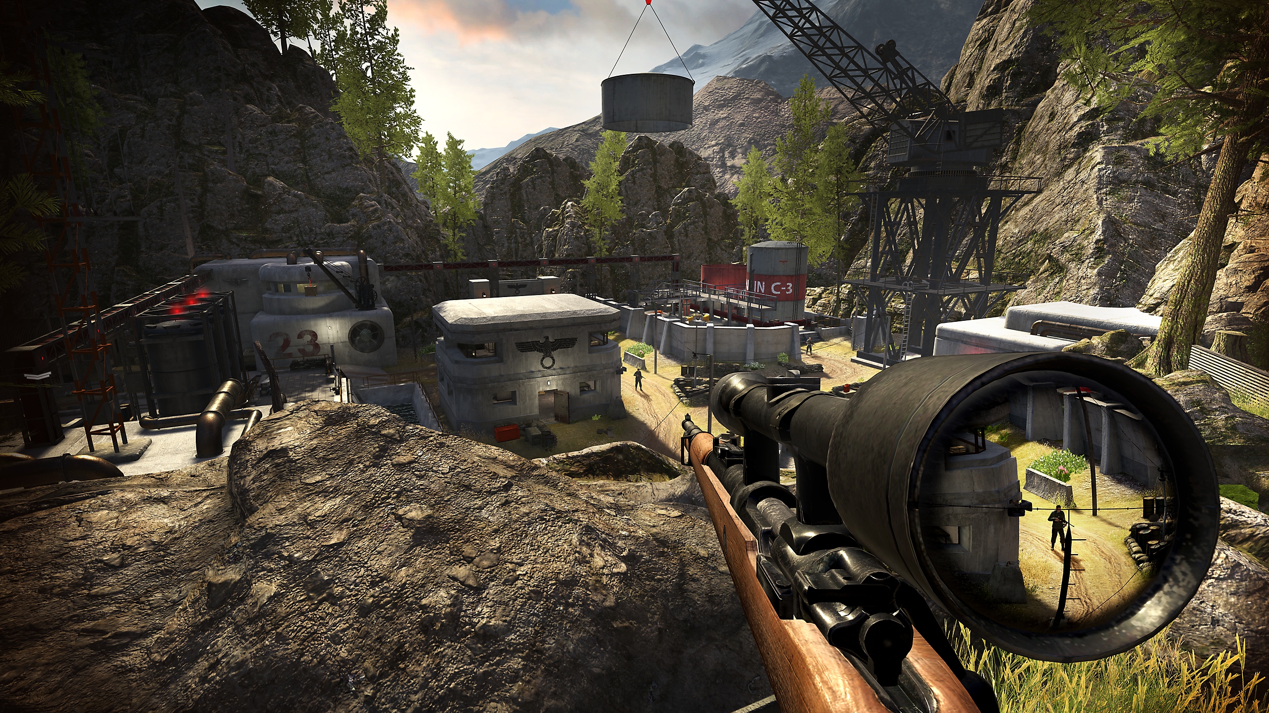 لقطة شاشة لكاميرا من منظور القاتل kill-cam في لعبة Sniper Elite VR