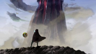 Capture d'écran de Shadow Labyrinth – l'Épéiste n° 8 et PUCK regardent une montagne