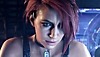 Screenshot van Exoprimal - close-up van een personage met rood haar.