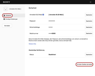 Auf allen Geräten von PSN abmelden