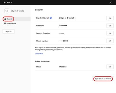 sign out of PSN on all devices