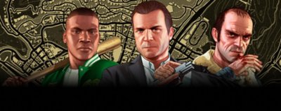 صورة فنية أساسية لـ grand theft auto vتعرض الشخصيات الرئيسية