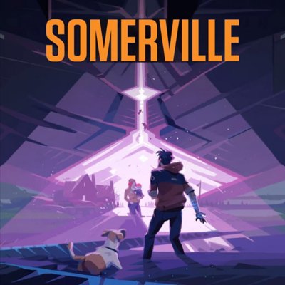 Somerville key art showing a character and a dog looking at a space ship