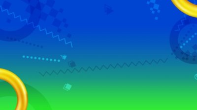 Sonic Origins background - blue to green gradient with ring shapes