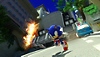 Sonic X Shadow Generations – snímek obrazovky zobrazující Sonica běžícího před velkým náklaďákem