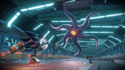 Captura de pantalla de Sonic X Shadow Generations que muestra a Shadow y a un ojo de Doom 