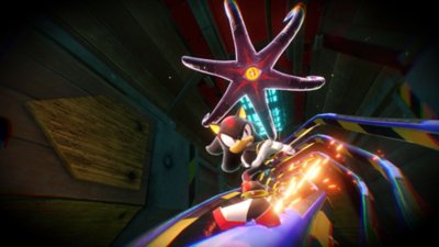 Sonic X Shadow Generations – Capture d’écran montrant Shadow fuyant un ennemi imposant ressemblant à un calamar