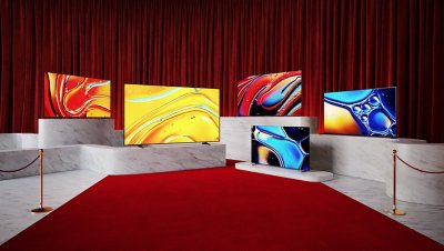 Lineup of five BRAVIA TV series models displayed side by side.