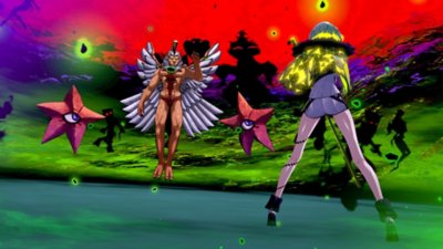 Captura de pantalla de Soul Hackers 2 que muestra el combate