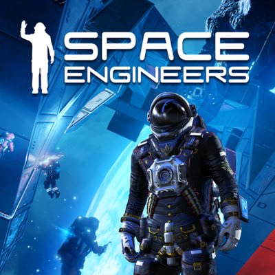 Space Engineers key art showing characters in a space suits.