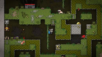 Spelunky 2 – Snímek obrazovky – Lenochod šplhající po liáně