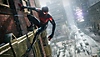 Marvel's Spider-Man: Miles Morales PC – Screenshot, der Miles auf dem Aussichtspunkt zeigt