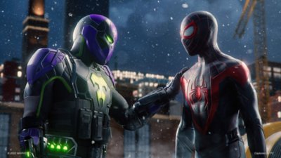 Marvel's Spider-Man: Miles Morales - Captură de ecran PC cu Prowler vorbind