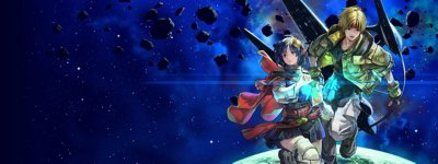 Captura de pantalla de Star Ocean The Second Story R que muestra a los personajes principales Claude y Rena en posturas de acción.