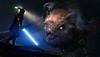 ‎«ЗВЁЗДНЫЕ ВОЙНЫ Джедаи: Павший Орден» – снимок экрана, на котором Кэл Кестис сражается с огромным существом, похожим на летучую мышь