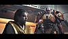 Captura de pantalla de Star Wars Jedi: Survivor que muestra a dos personajes conversando