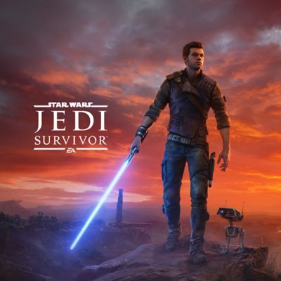 STAR WARS Jedi: Survivor – promokuvitusta, jossa hahmo pitelee valomiekkaa.